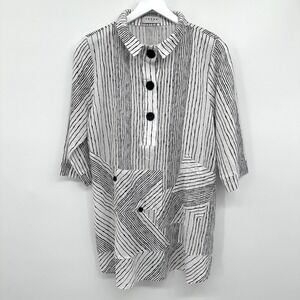 Terra SJ Apparel Tunic‎ Top Shirt Blouse Size S Artsy Cotton Sheer Lagom Neutral